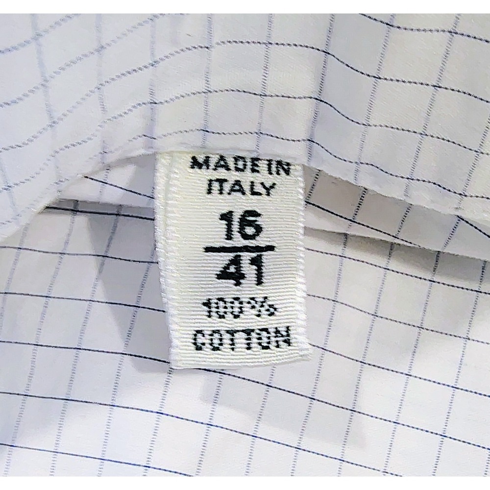 Borrelli Napoli French Cuffs Dress Shirt Mens Plaid 16 Made In Italy - Picture 5 of 13
